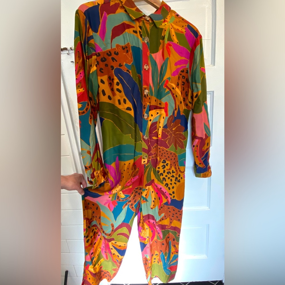 Farm Rio Leopard Jungle Jumpsuit Romper NWT Small